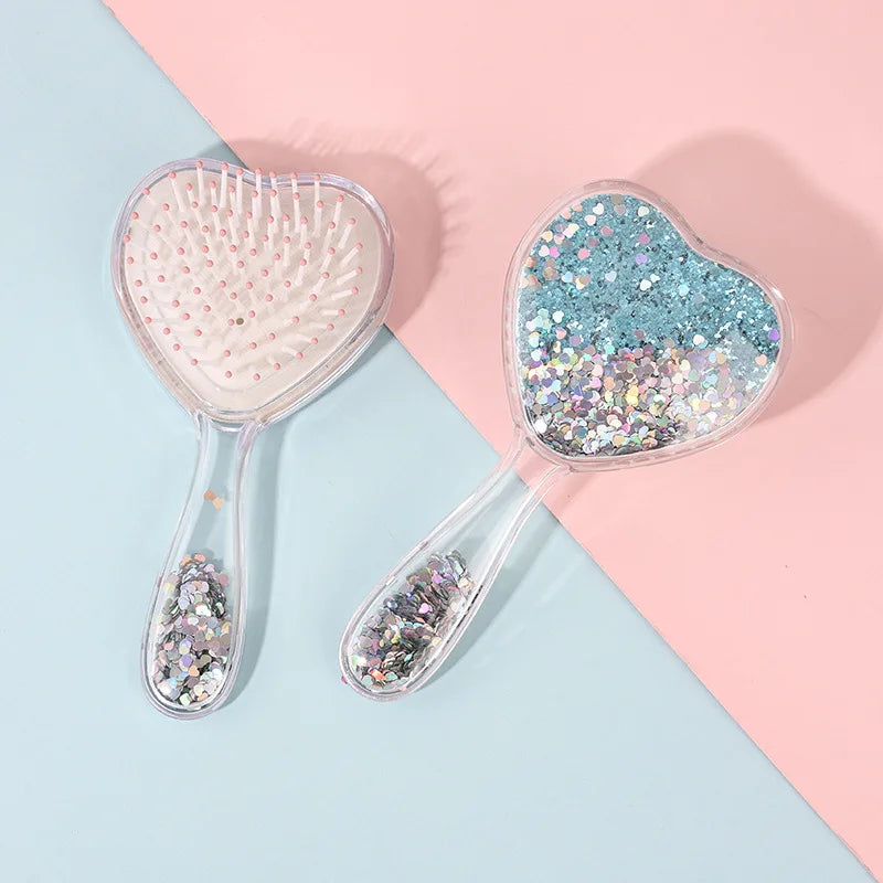 Glitter Heart-Shaped Air Cushion Hair Brush – Scalp Massage Hair Brush PLUSH