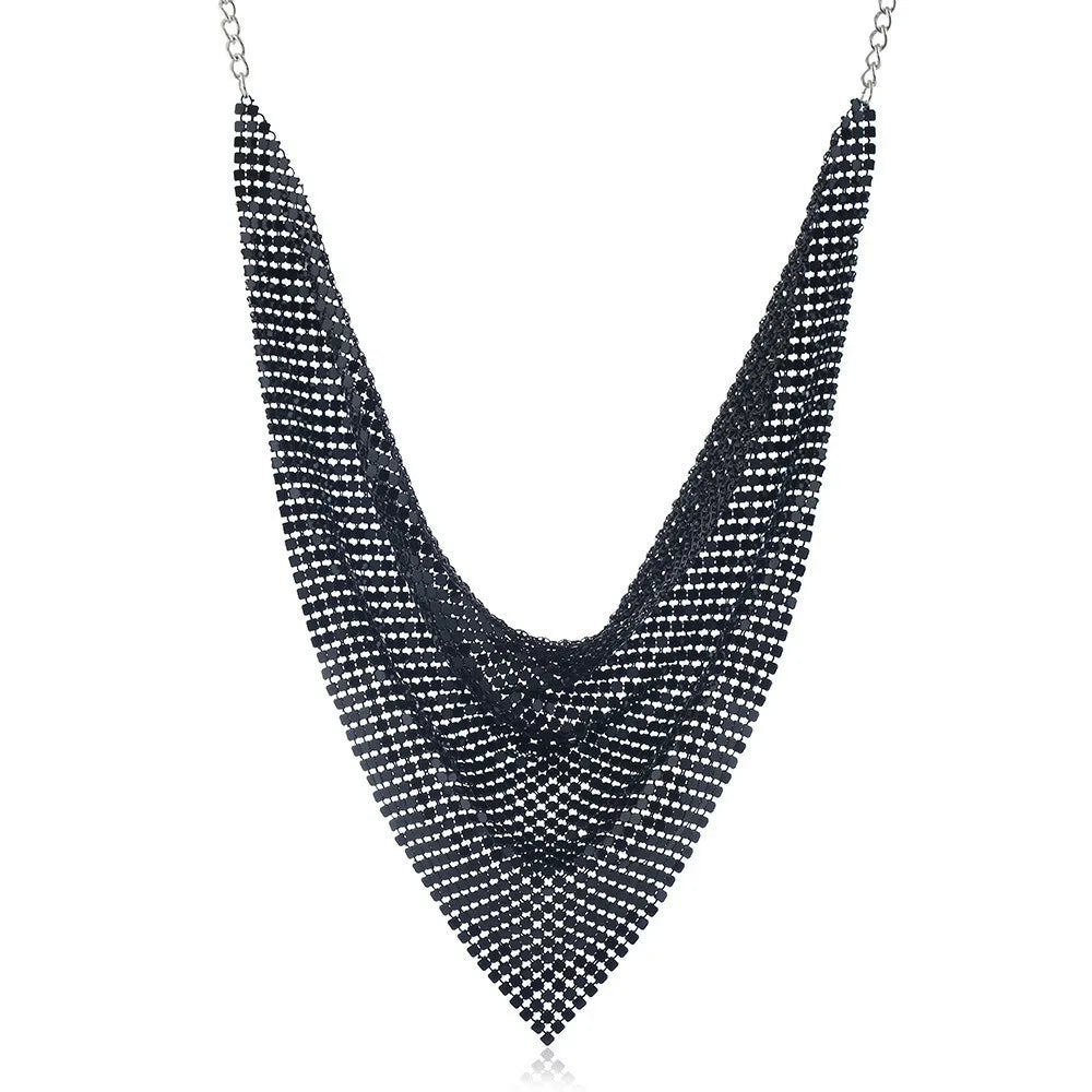 Vintage Metal Chain Choker – Leopard Print & Sequin Necklace Chain Choker Necklace PLUSH Black