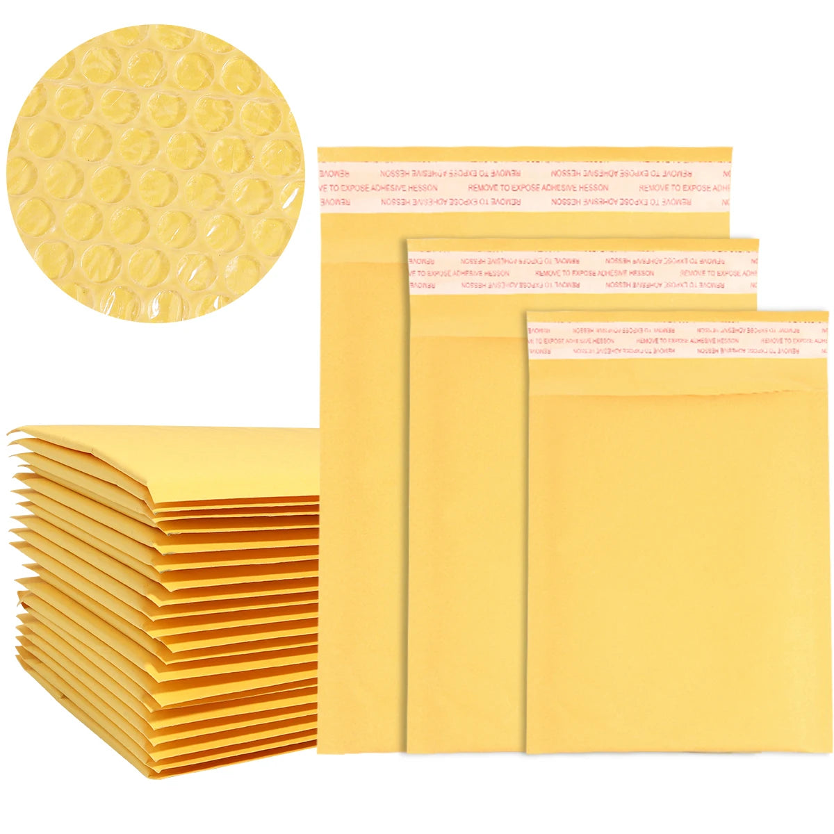 Yellow Kraft Bubble Mailers Self Seal Padded Envelopes 10-20pk Bubble Mailers PLUSH