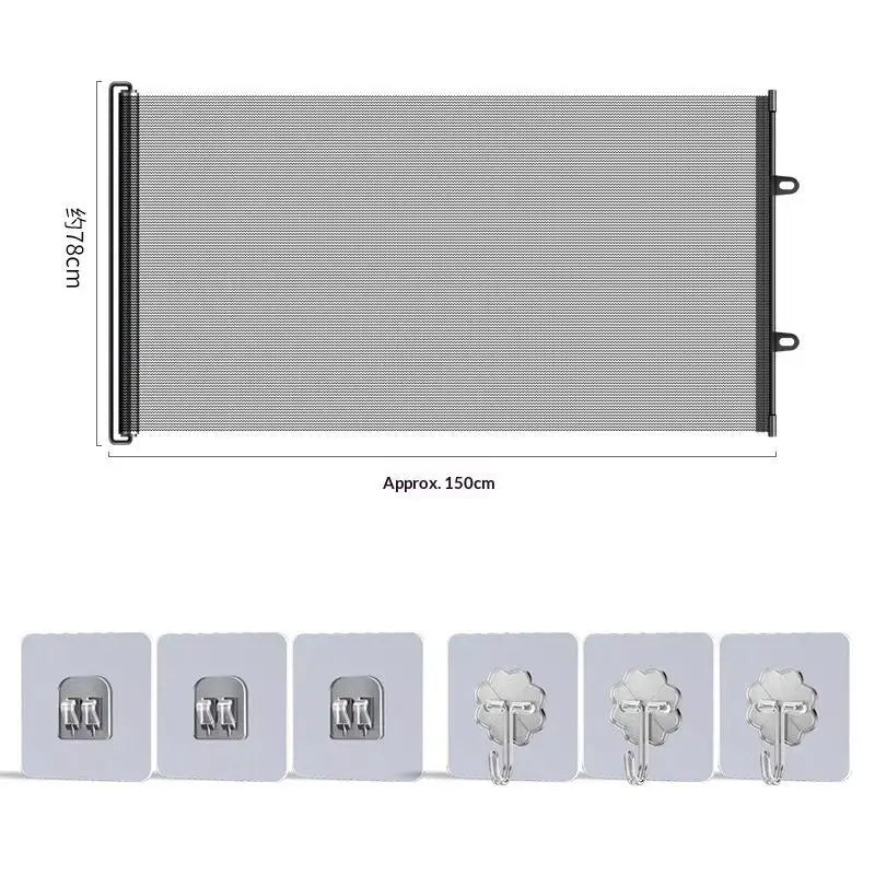 Retractable Pet Gate – No-Drill Mesh Fence for Dogs & Baby Retractable Pet Gate PLUSH Black 15078cm