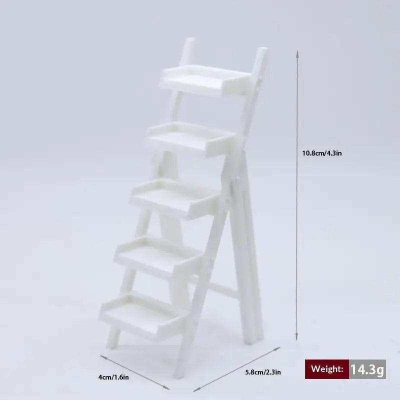 1:12 Miniature Dollhouse Ladder Shelf | Multi-Layer Display Rack Dollhouse Miniature Shelf PLUSH A2