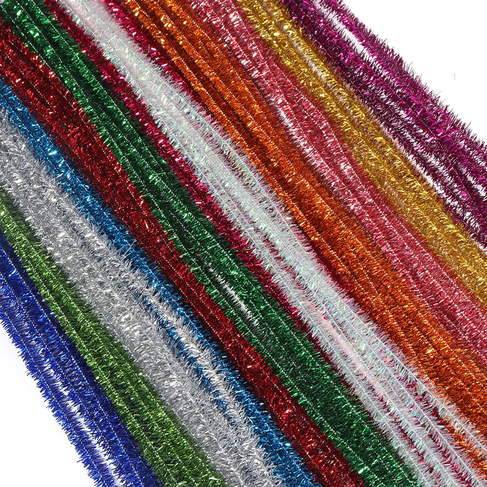 100pcs Glitter Chenille Pipe Cleaners – Colorful DIY Craft Stems Craft Pipe Cleaners PLUSH