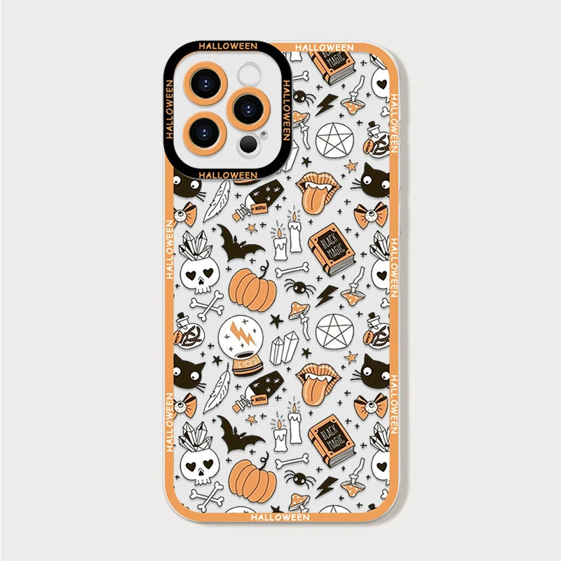 Halloween Pumpkin Bat Ghost iPhone Case – Shockproof Clear Cover iPhone Phone Case PLUSH