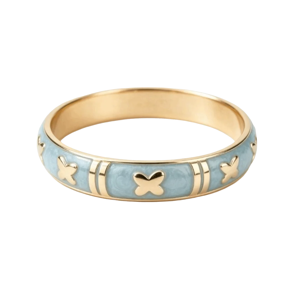 Colorful Cloisonne Enamel Bangle – Floral Butterfly Bracelet Enamel Bangle Bracelet PLUSH Type G