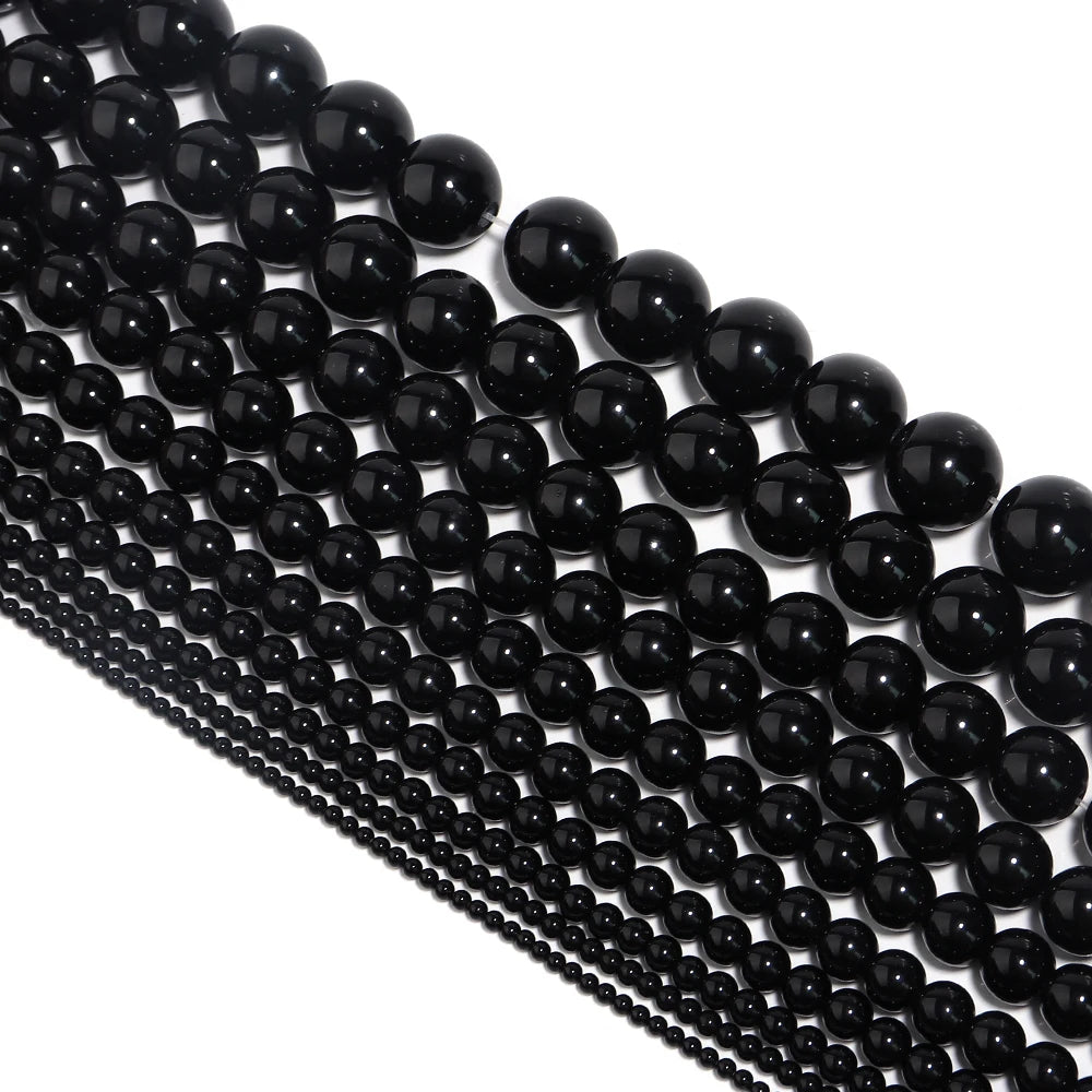 Black Onyx Agate Round Spacer Beads – Natural Stone DIY Jewelry Natural Stone Beads PLUSH