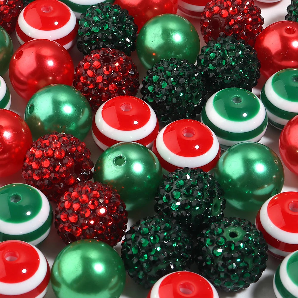 12pcs 20mm Christmas Acrylic Round Spacer Beads – DIY Jewelry Acrylic Spacer Beads PLUSH