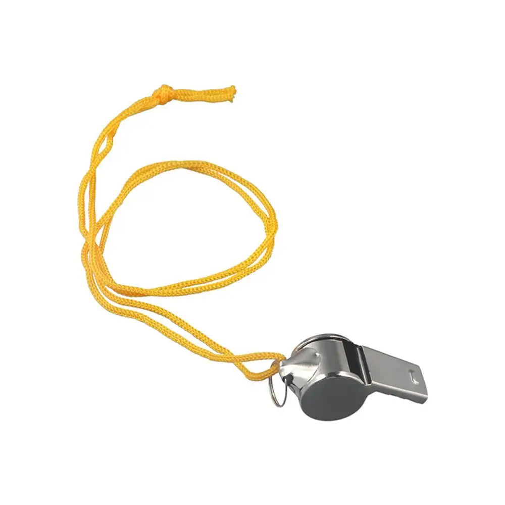 Stainless Steel Referee Whistle with Rope – Loud & Portable Referee Whistle PLUSH yellow rope