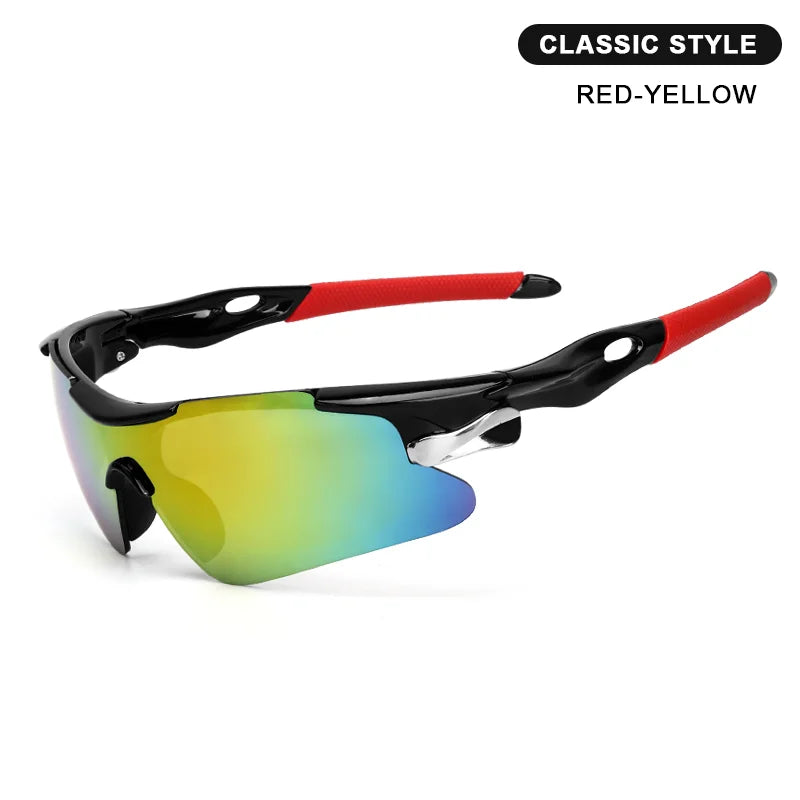 RIDERACE UV400 Cycling Sunglasses – Road & MTB Bike Eyewear Cycling Sunglasses PLUSH RED YELLOW