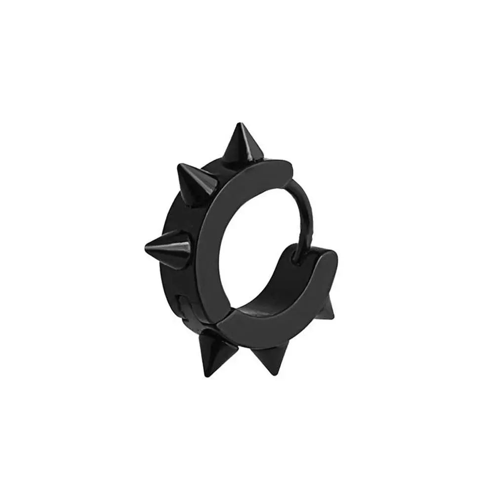 Punk Gothic Geometric Rivet Hoop & Stud Earrings – Black Hoop Stud Earrings PLUSH