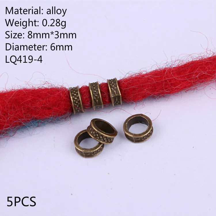 5pcs Silver Viking Dreadlock Hair Beads – Braid Cuffs & Clips