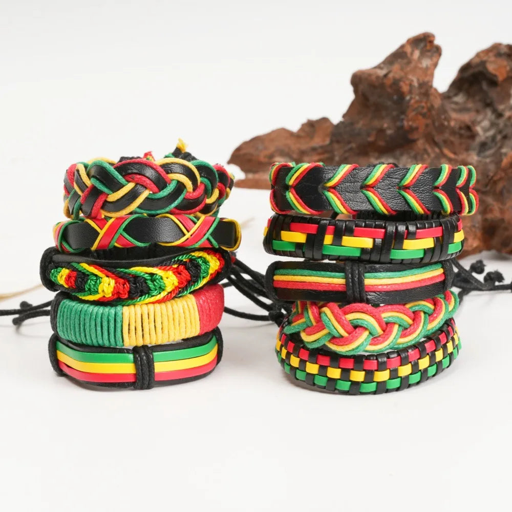 10pcs Leather Bracelet Set – Vintage Handwoven Adjustable Bangles Leather Bracelet Set PLUSH