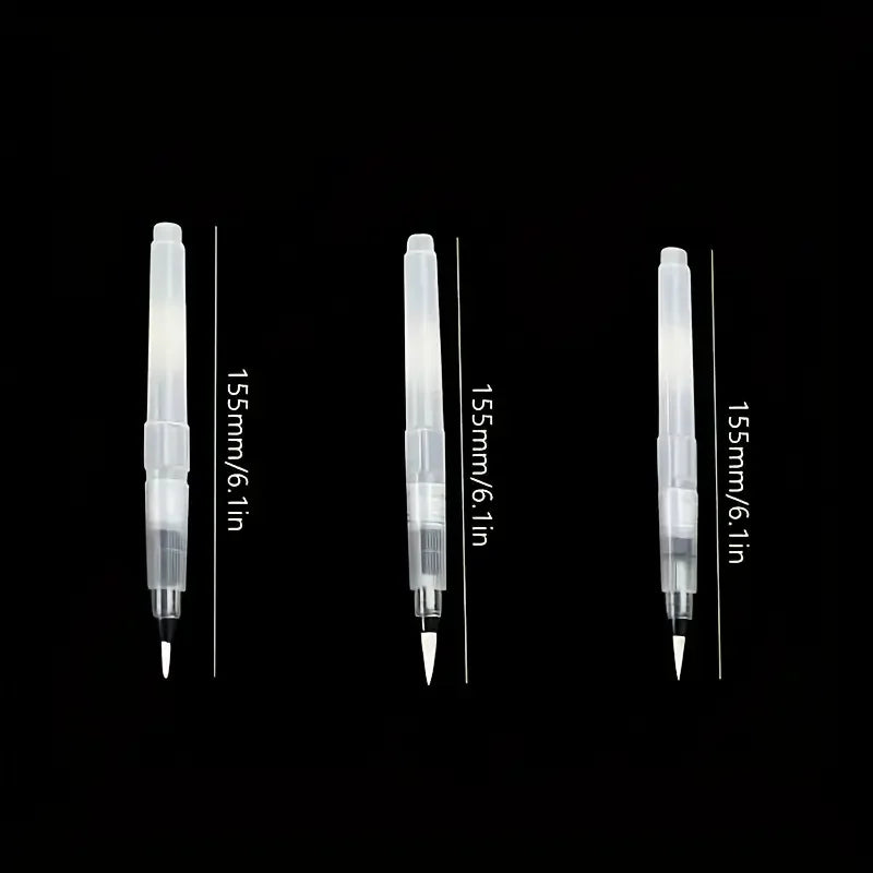 3-Pack Refillable Fine Tip Water Brushes for Watercolor & Art Water Brush Set PLUSH