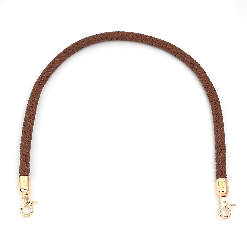 PU Leather Braided Bag Shoulder Strap with Lobster Clasp 30/60cm Bag Replacement Strap PLUSH coffee 60cm
