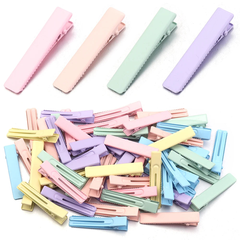 10pcs Macaroon Metal Square Hair Clips 4.8cm DIY Barrette Base Hair Clip Barrettes PLUSH