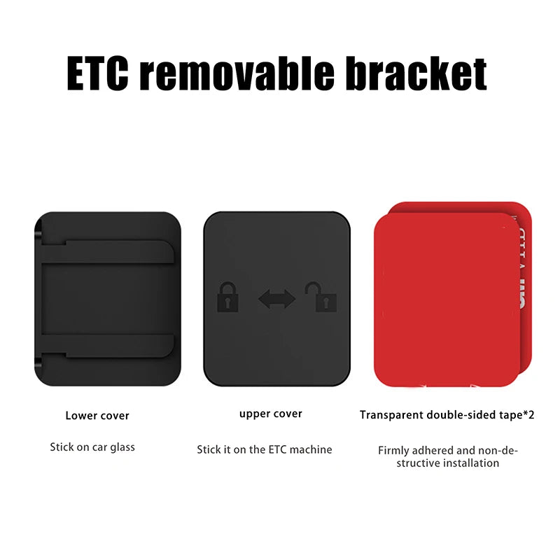 Removable Windshield Toll Pass Holder – Adhesive ETC Bracket Windshield Toll Holder PLUSH Black