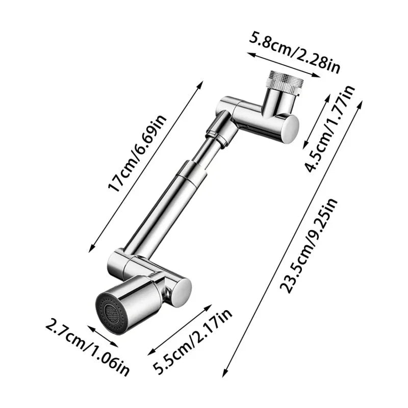 1080° Swivel Faucet Aerator Extender – 2 Spray Modes Faucet Aerator Extender PLUSH Silver