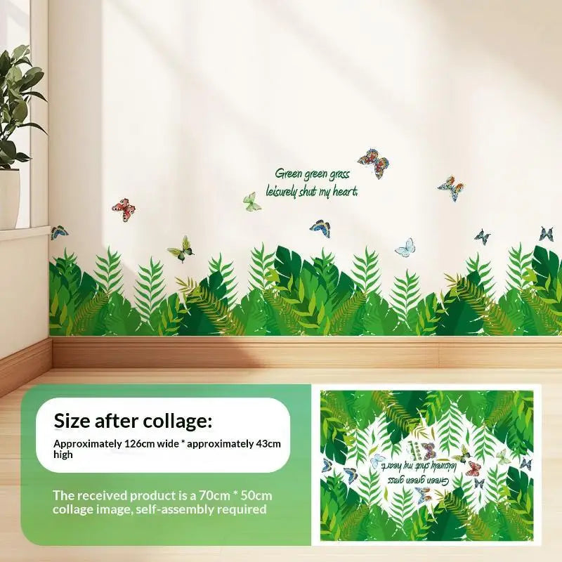 Pastoral Flower & Butterfly PVC Wall Stickers – Baseboard Decals Wall Border Sticker PLUSH I size1