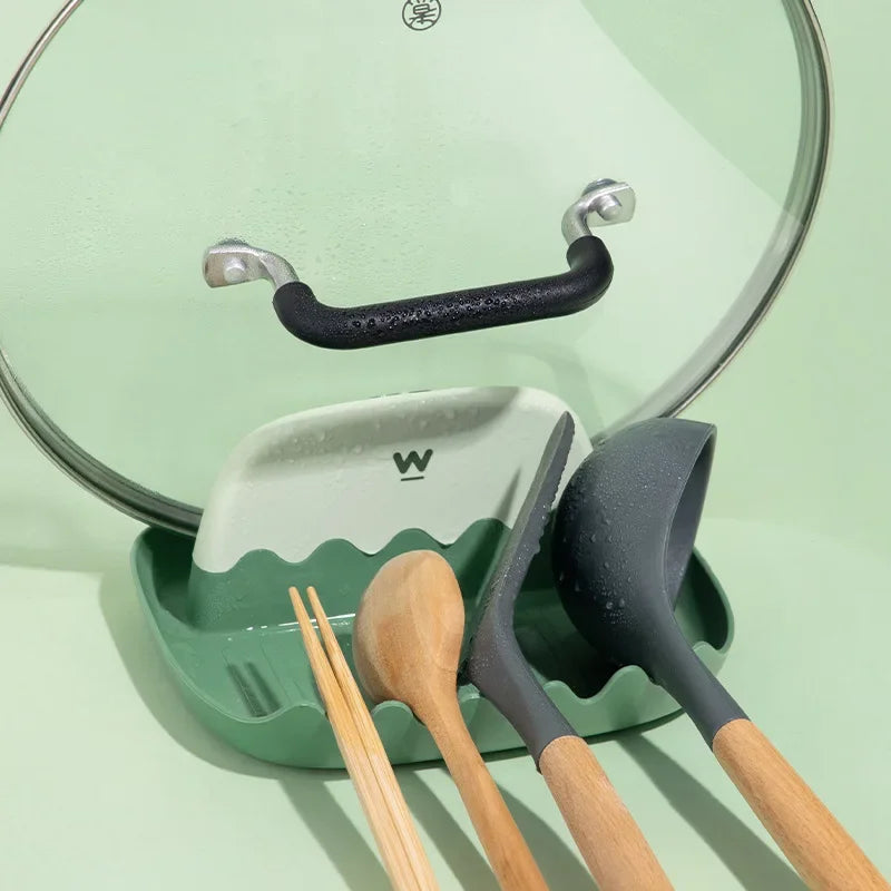 Pan Lid Holder & Spatula Rest – Kitchen Organizer Stand Kitchen Utensil Holder PLUSH