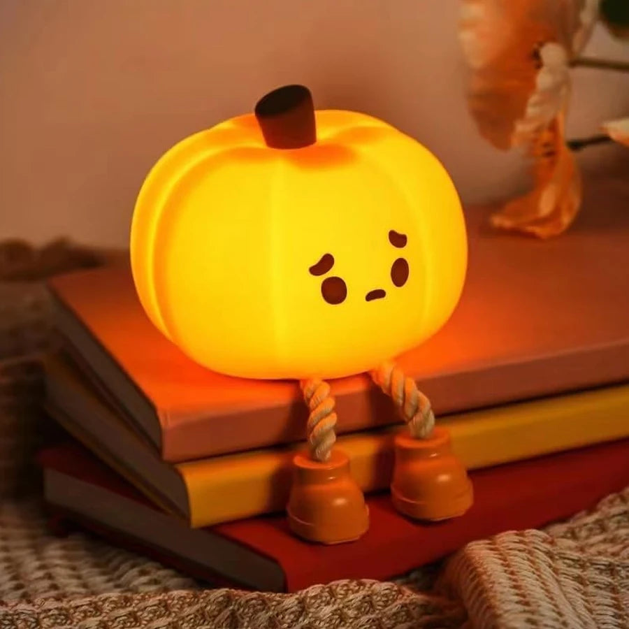 Pumpkin LED Night Light | Jack O Lantern Rechargeable Lamp LED Night Light PLUSH Warm White B