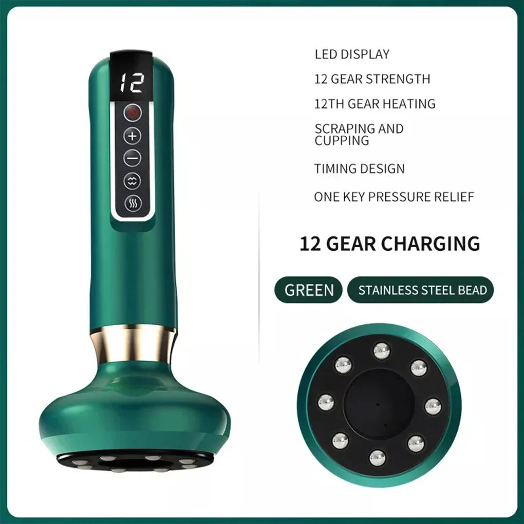 Electric Cupping Massager – Infrared Heat & Vacuum Suction Electric Cupping Massager PLUSH Green
