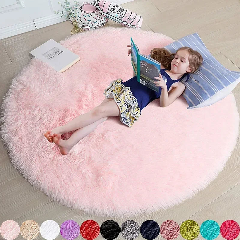 Super Soft Round Plush Rug – Thick Pile Fluffy Home Décor Plush Area Rug PLUSH