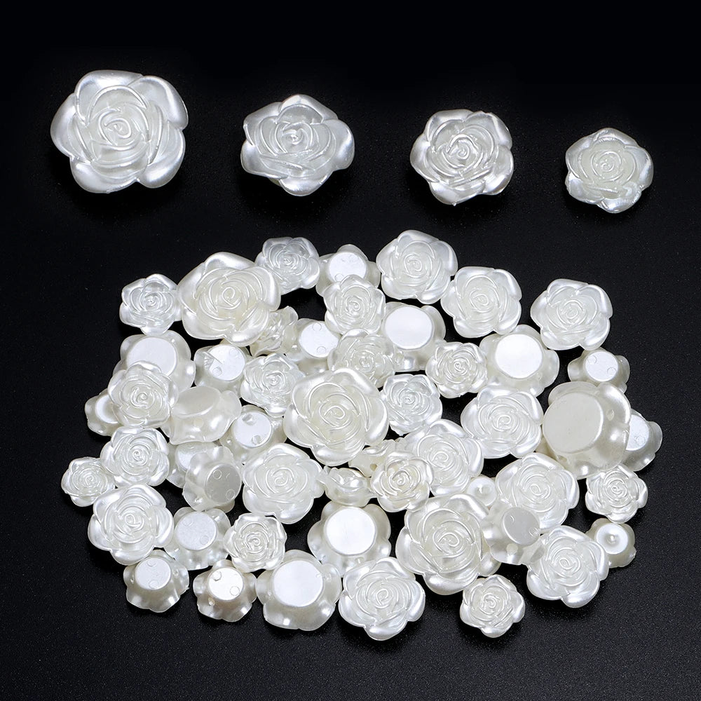 50-100pcs Vintage White Flat Back Rose Pearl Beads – DIY Jewelry Jewelry Making Beads PLUSH