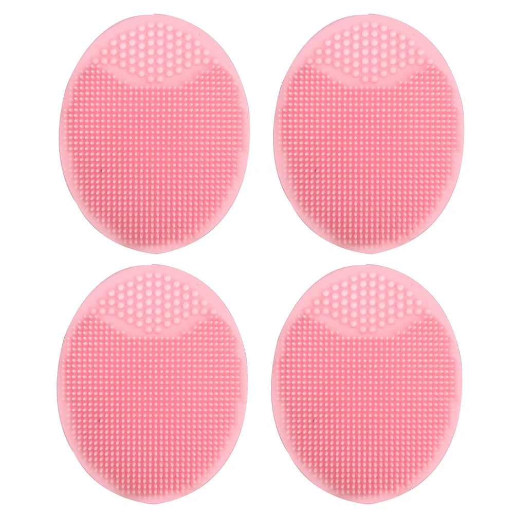 Silicone Face Scrubber & Cleansing Brush – Deep Pore Care Facial Cleansing Brush PLUSH 4PCS Pink