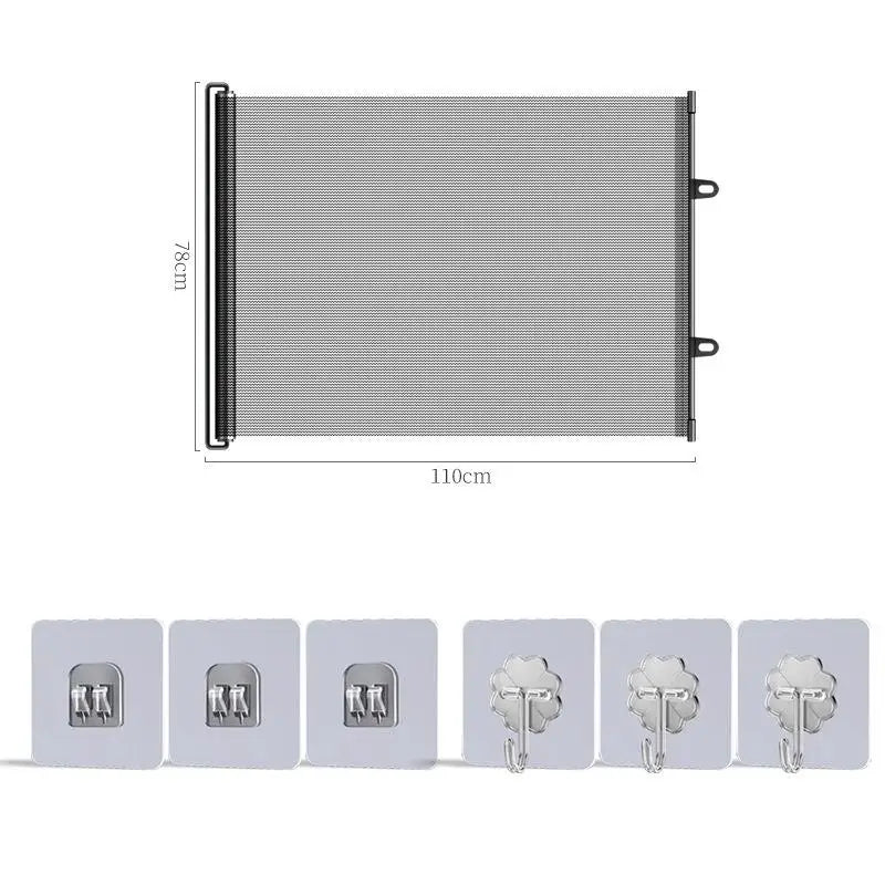 Retractable Pet Gate – No-Drill Mesh Fence for Dogs & Baby Retractable Pet Gate PLUSH Black 11078cm