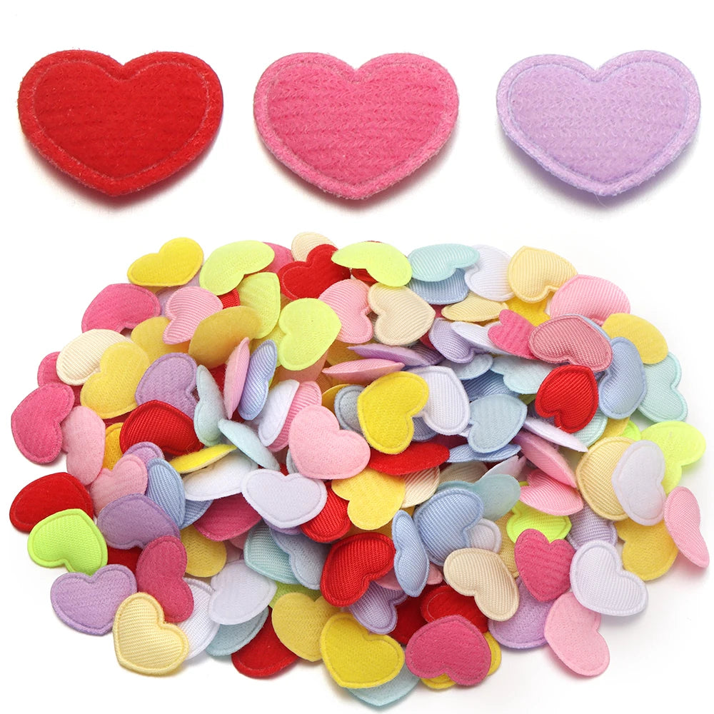 100pcs Heart Fabric Applique Patches 15x17mm – DIY Craft Fabric Applique Patches PLUSH