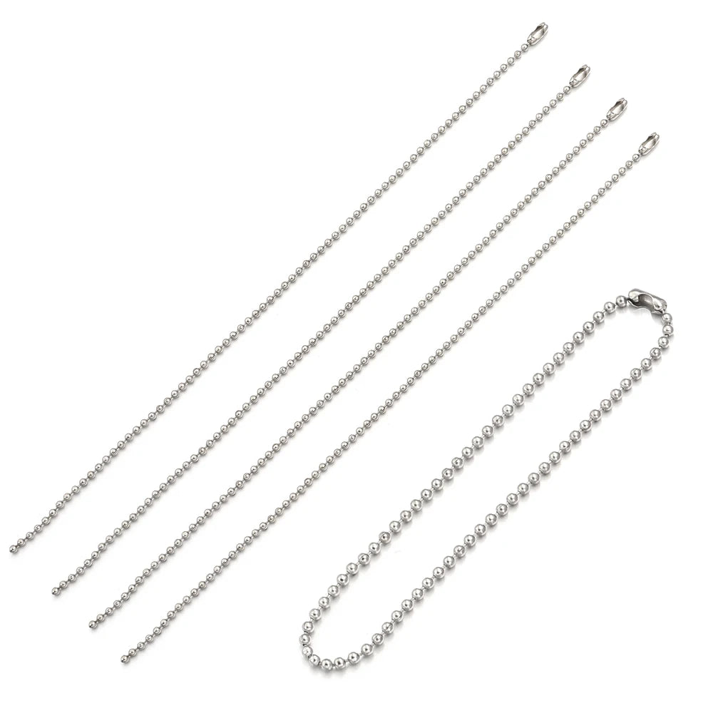 100pcs Rhodium Ball Bead Chains – Keychain & Jewelry Making Jewelry Chain Findings PLUSH 1.5mm x 15cm