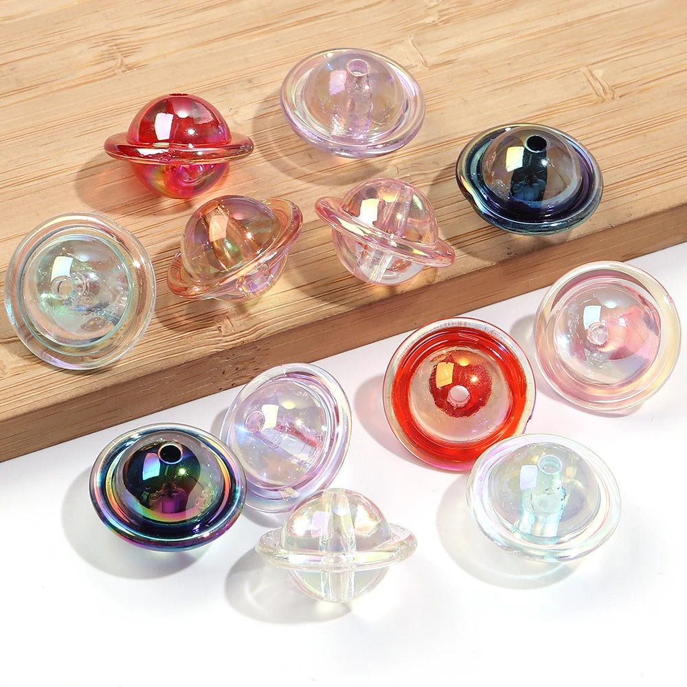 UFO Shape Color Plated Acrylic Spacer Beads 10pcs – DIY Jewelry Acrylic Spacer Beads PLUSH
