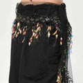 Y2K Sequin Hip Scarf Tassel Belt – Jazz Dance Streetwear Dance Hip Scarf Belt PLUSH Black
