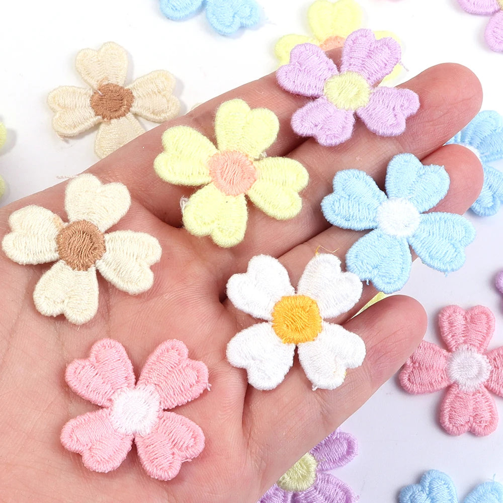 20pcs Flower Embroidered Sew-On Patches – Multicolor Appliques Embroidered Sew-On Patches PLUSH