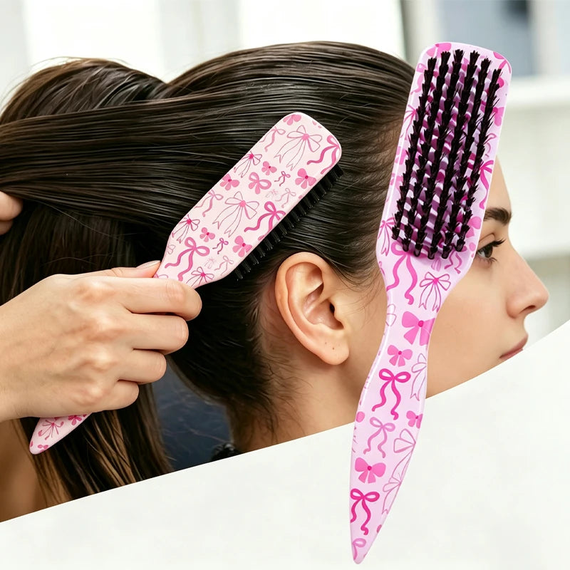 Pink Bow Detangling Hair Brush – Soft Bristles Travel Brush Detangling Hair Brush PLUSH