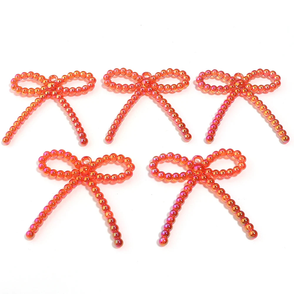 5pcs Bowknot Acrylic Charms – Color Plating DIY Jewelry Making Jewelry Charms PLUSH red