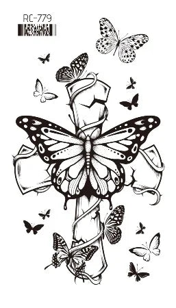 Pink Butterfly Temporary Tattoo Sticker – Waterproof Body Art