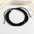 Colorful Boho Stackable Beads Bracelets – Adjustable Multilayer Beaded Bracelet PLUSH Black