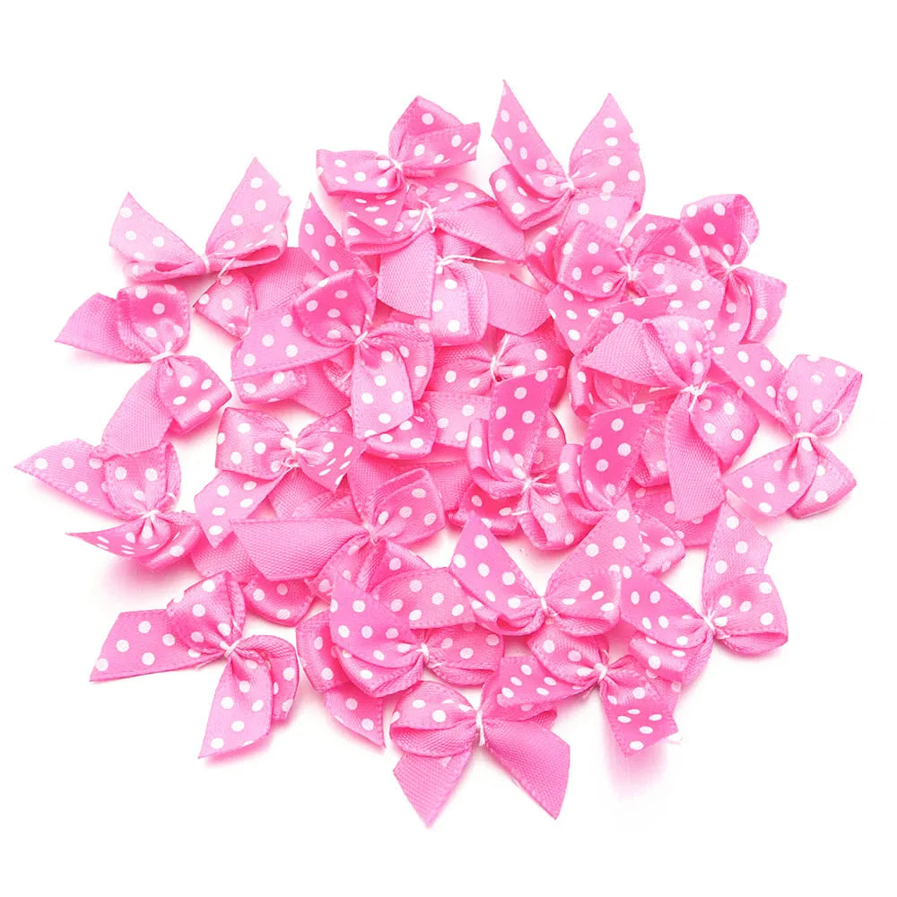 30pcs Mini Polka Dot Ribbon Bows 2.5cm – DIY Craft Decor Ribbon Bows PLUSH Rose Red 2.5X2.5cm