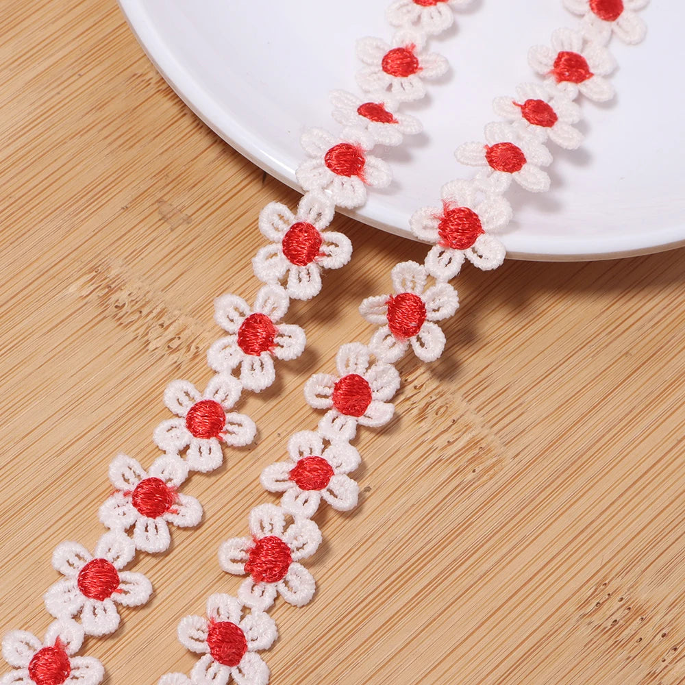 3 Yards Flower Lace Trim 1.5cm Polyester – DIY Craft Decor Lace Trim Ribbon PLUSH red 1.5cm