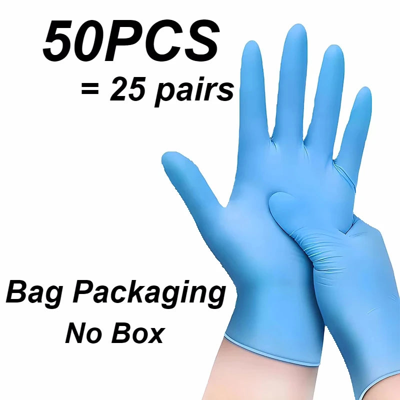 Disposable Nitrile Gloves 50/100pcs – Black White Blue S-XL Disposable Nitrile Gloves PLUSH Blue-50PCS M