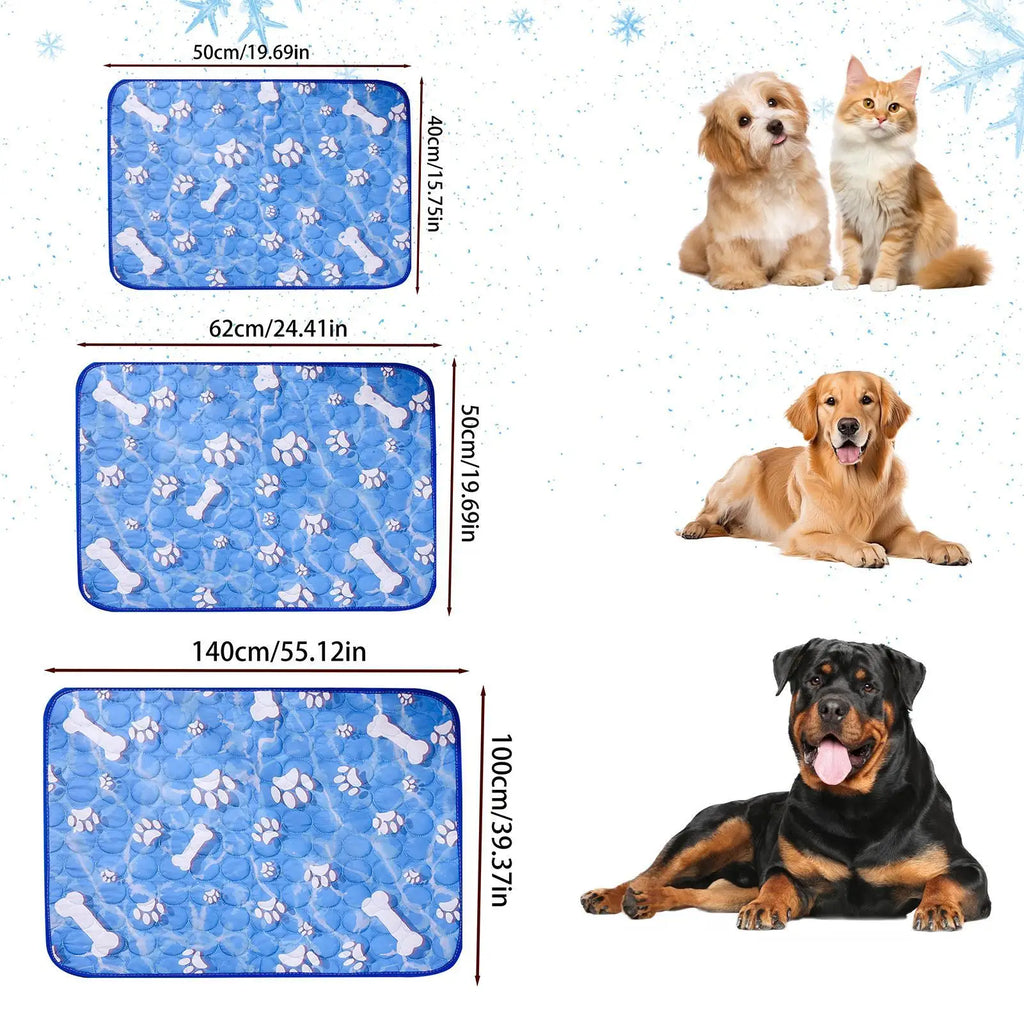 Dog & Cat Cooling Mat – Bone Pattern Ice Silk Pet Pad Pet Cooling Mat PLUSH