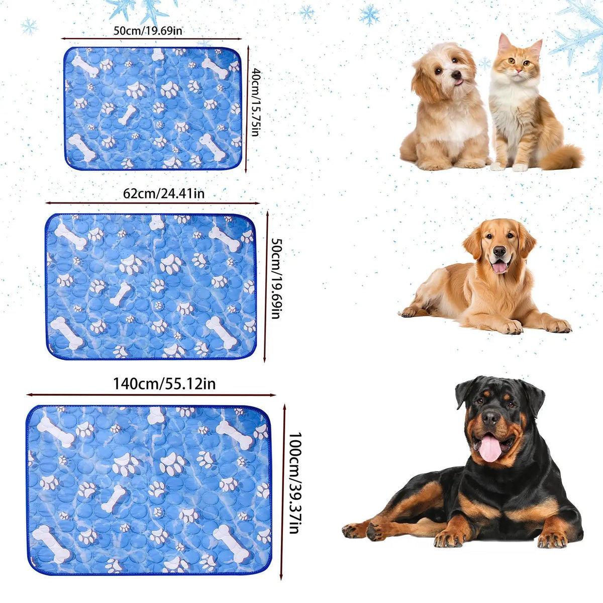 Dog & Cat Cooling Mat – Bone Pattern Ice Silk Pet Pad Pet Cooling Mat PLUSH
