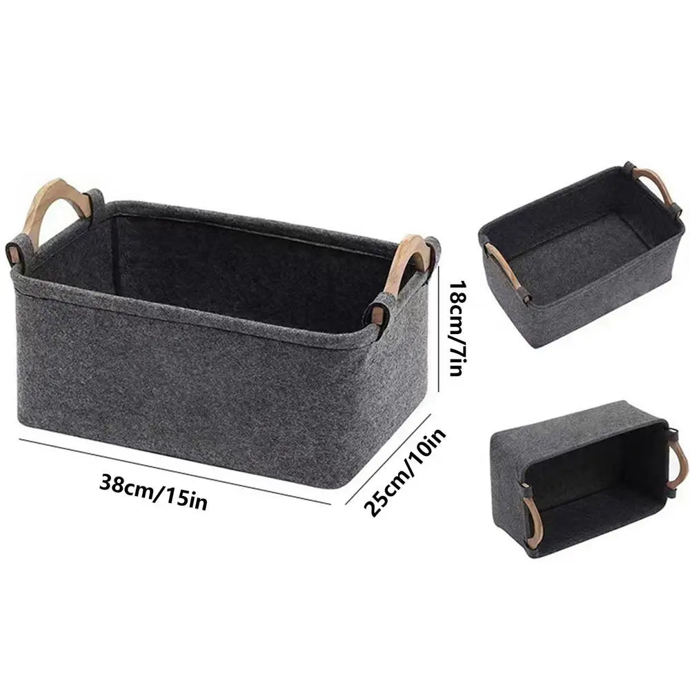 Felt Foldable Storage Basket with Handle – Red Organizer Storage Basket PLUSH Red