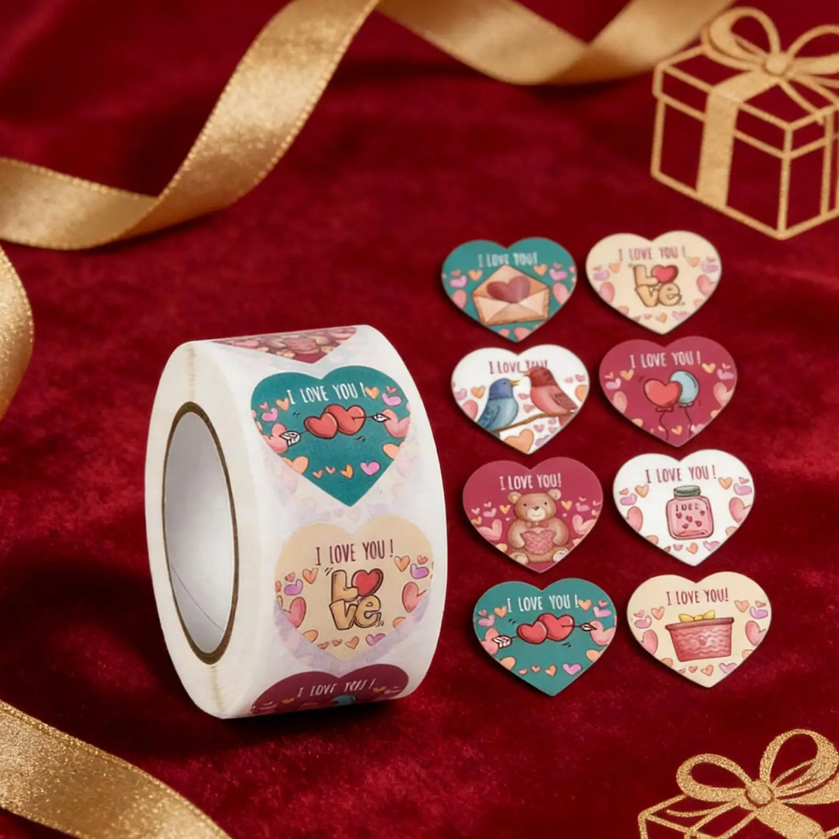 500pcs Heart Stickers – Valentine's Day Envelope Seals & Decor Decorative Stickers PLUSH