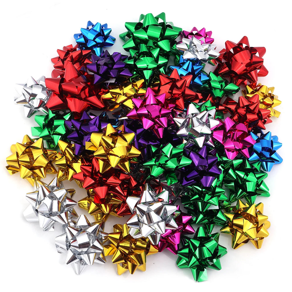 20pcs Self-Adhesive Ribbon Bows Star Flower Gift Wrapping Ribbon Gift Bows PLUSH