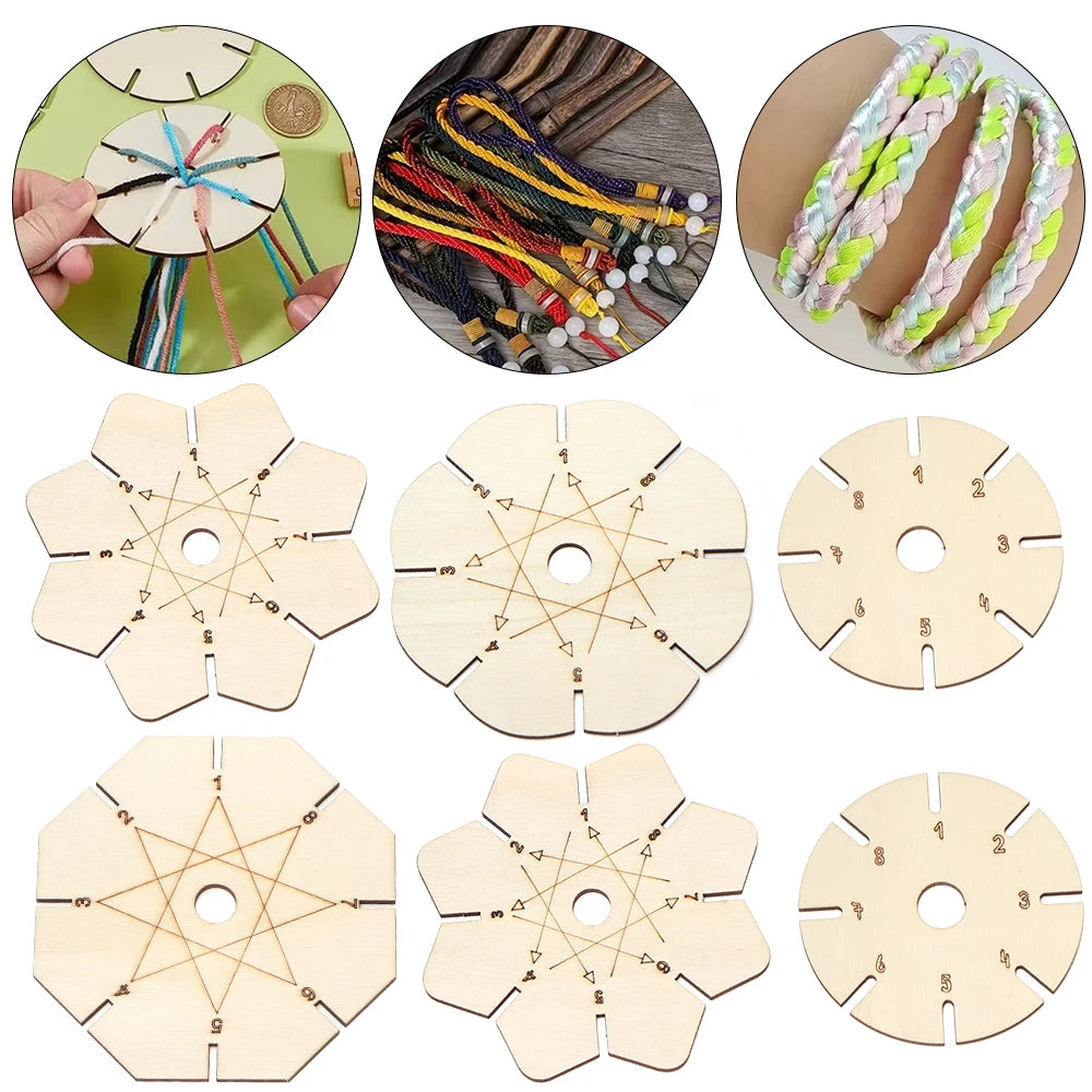 5pcs Round Wooden Bracelet Braiding Disc – DIY Jewelry Tool Jewelry Making Tool PLUSH
