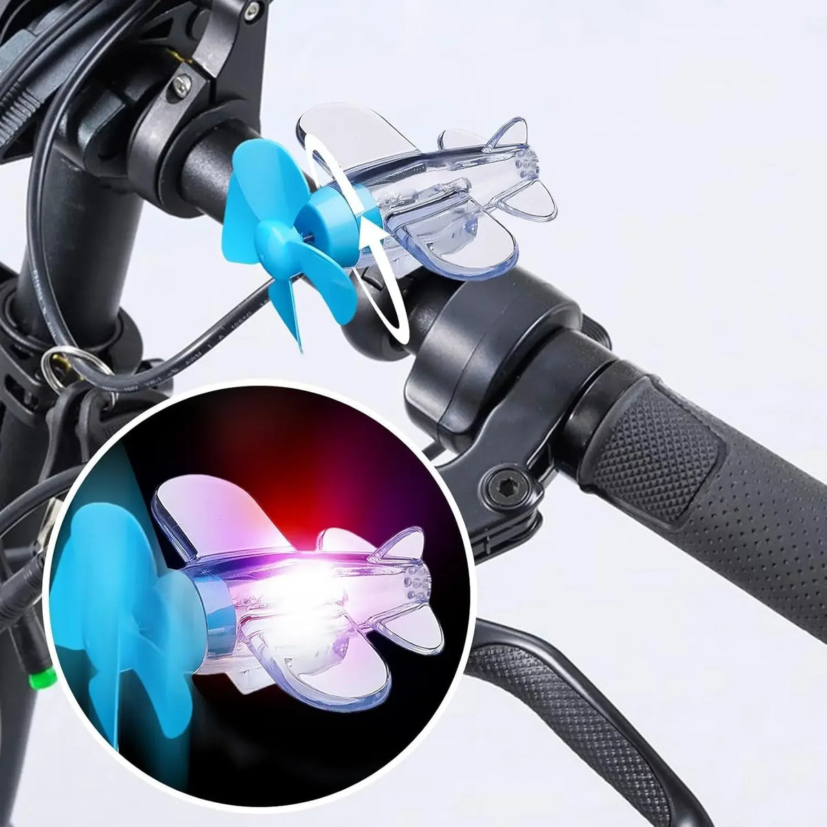 Wind-Powered LED Airplane Bike Handle Decoration & Warning Light Bike Handlebar Light PLUSH