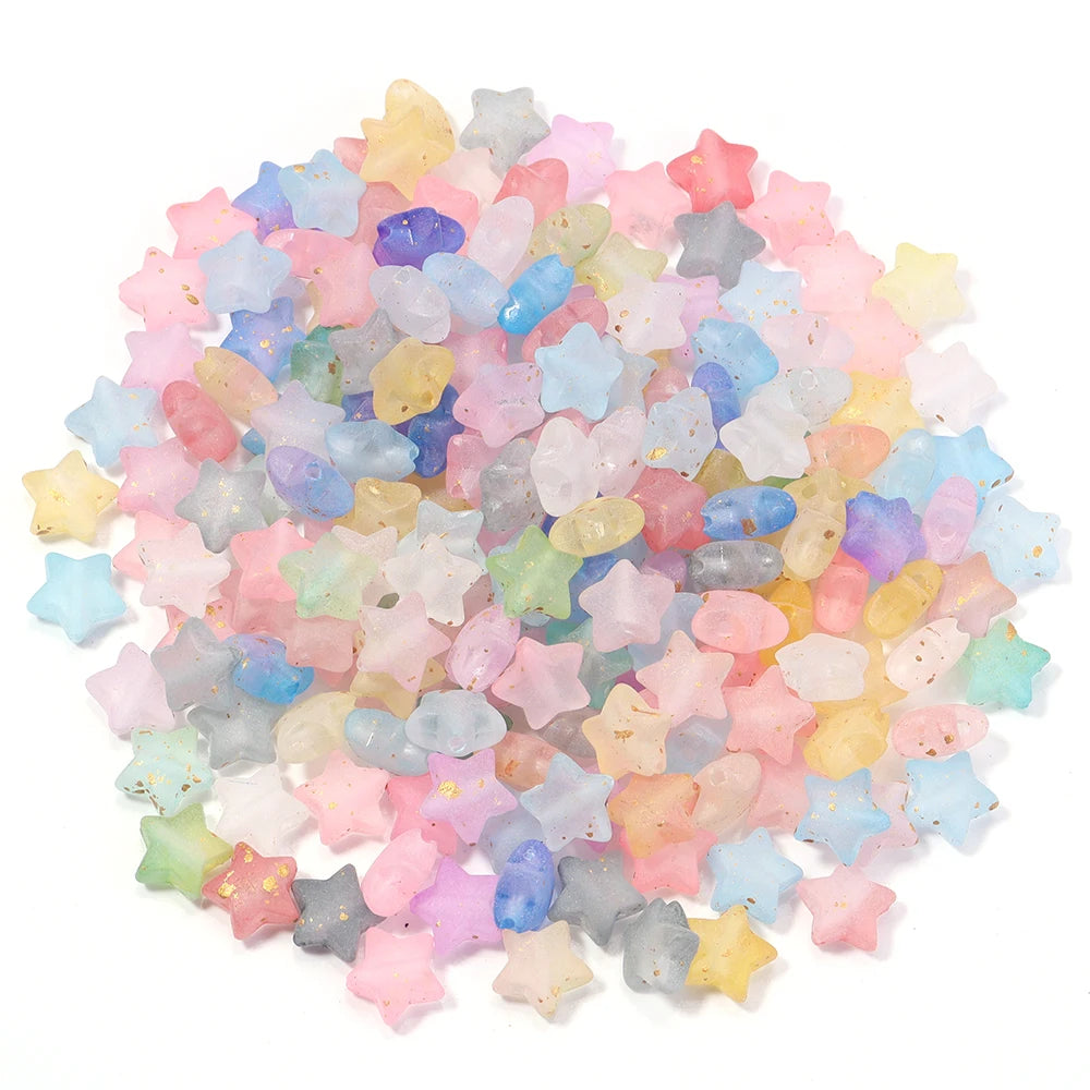 200pcs Acrylic Star Spacer Beads 9x10mm – DIY Jewelry Making Acrylic Spacer Beads PLUSH Mixed