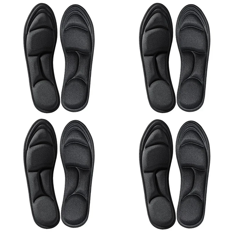 5D Memory Foam Massage Insoles – Breathable Sport Cushion Memory Foam Insoles PLUSH 4pairs-Black EU35-36