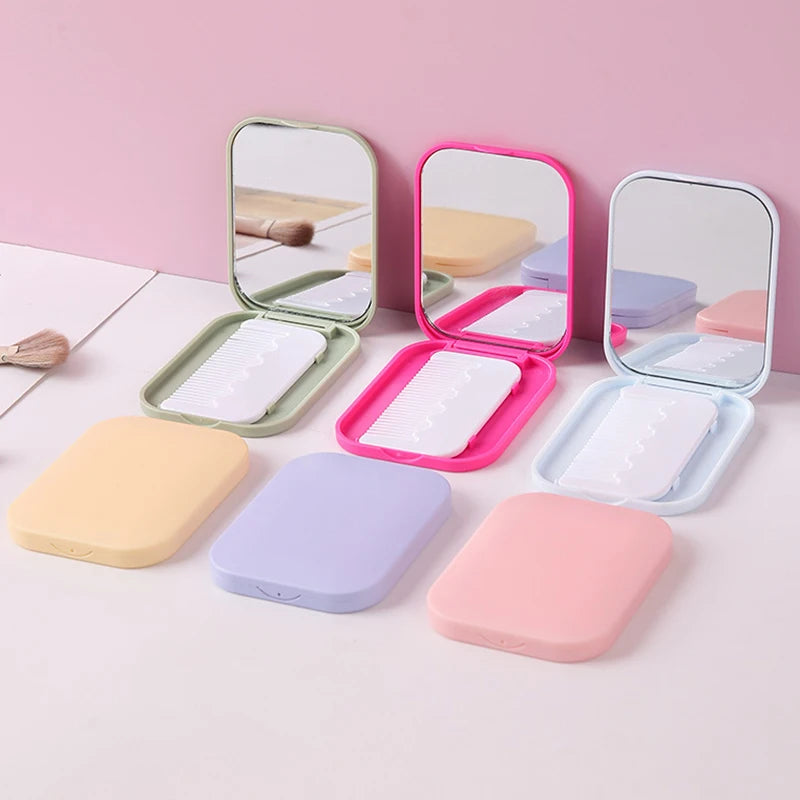 Portable Folding Makeup Mirror & Comb Set – Pocket Vanity Pocket Makeup Mirror PLUSH